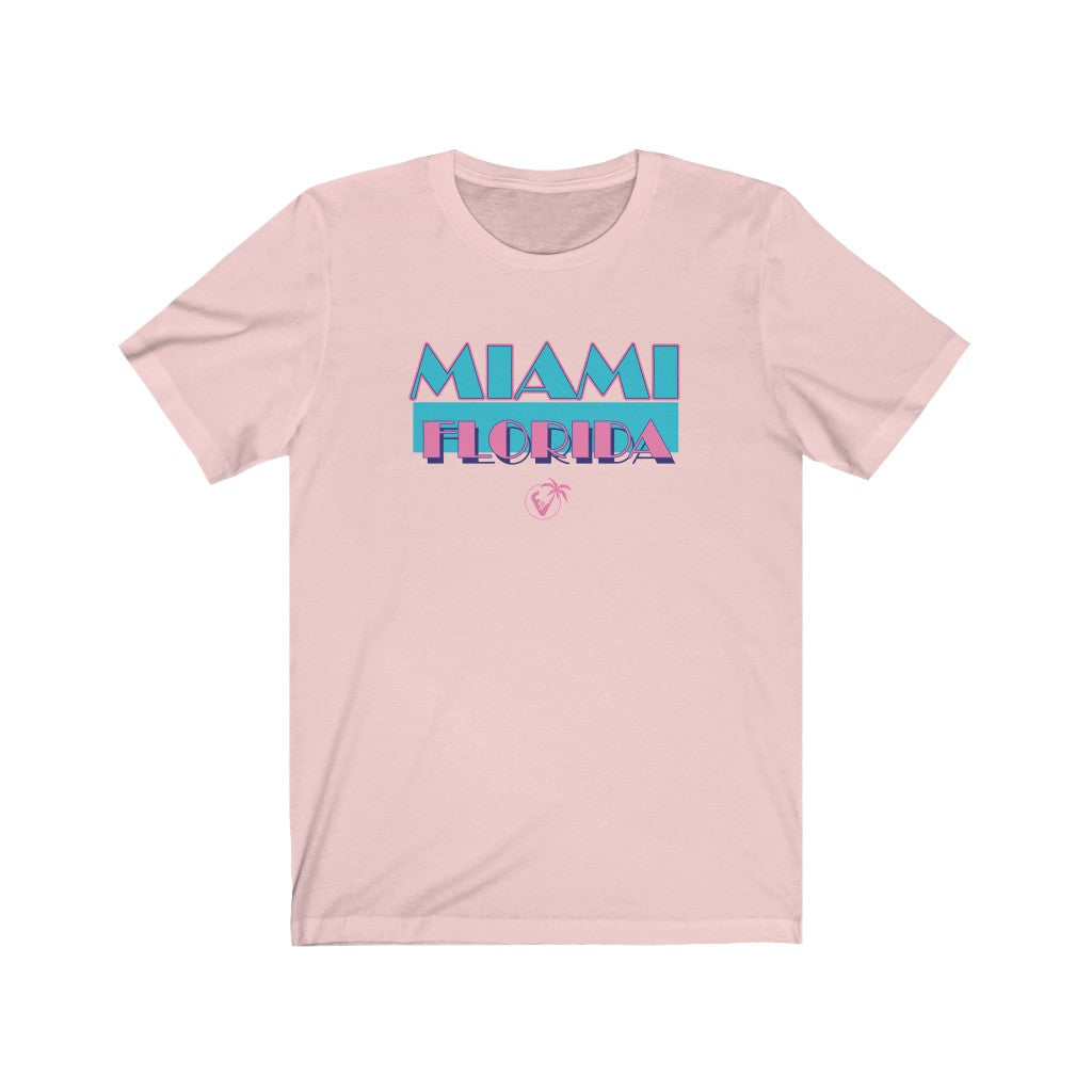 Handmade Miami Heat Pink Blue Vice Hand Bleached Half and Half T-shirt –  Cami Co. Lace Designs